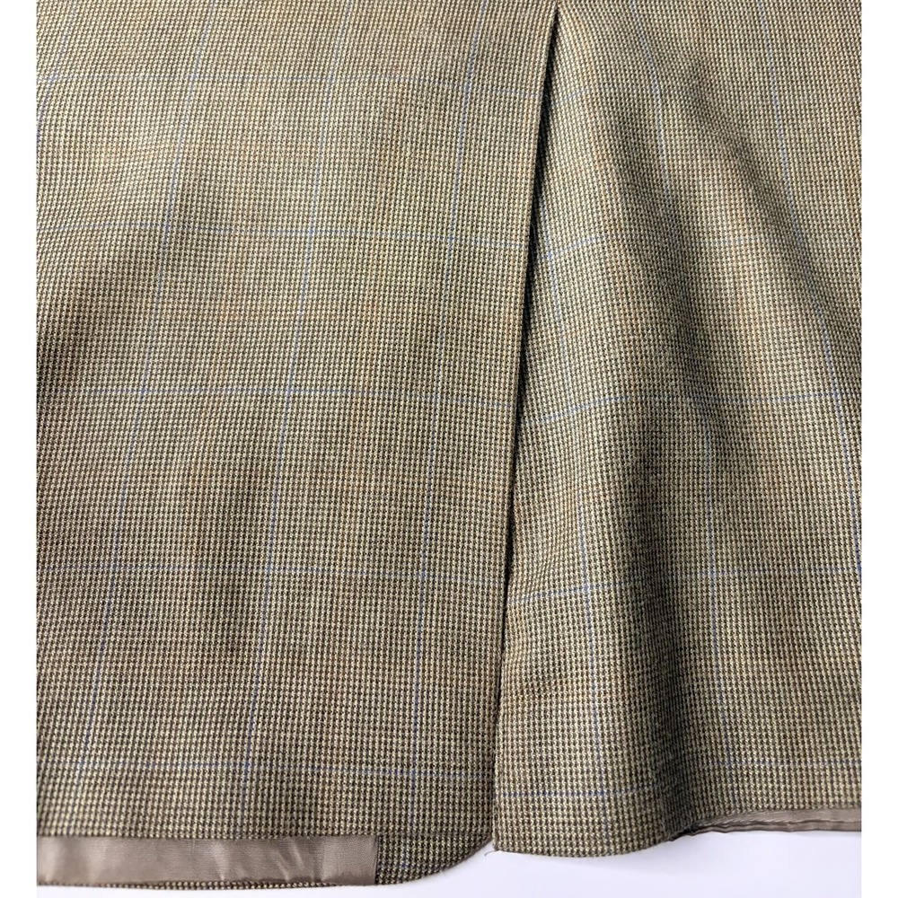 Lauren Ralph Lauren Sport Coat Blazer 44R Tan‎ Windowpane Silk Linen Wool Jacket - Picture 8 of 13